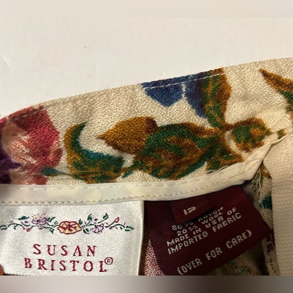 Susan Bristol flowered vintage skirt sz 12 - Picture 3 of 4